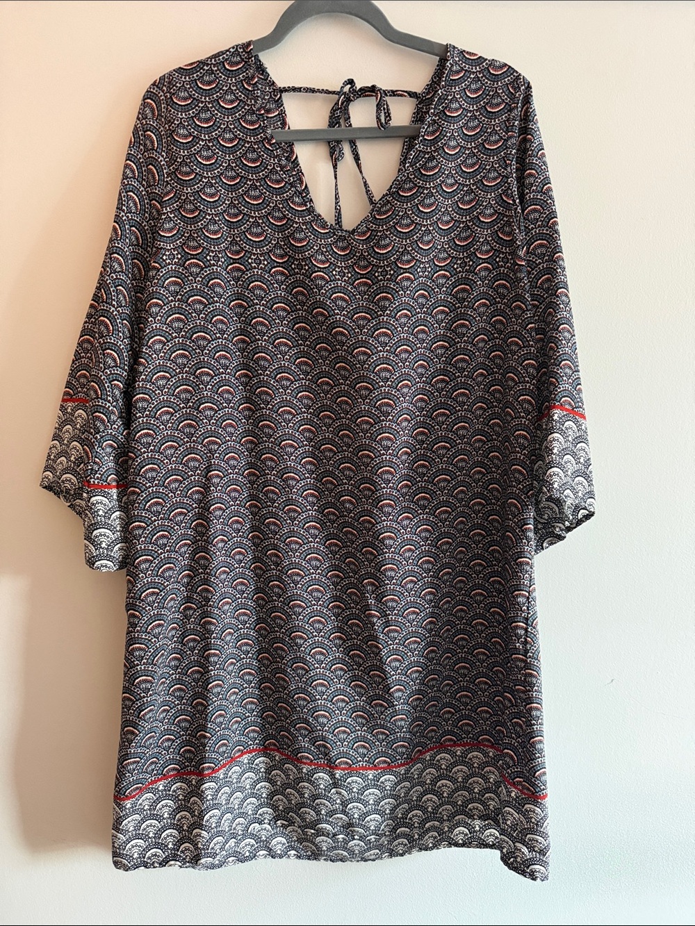 bobeau Black and Red Patterned Midi Dress